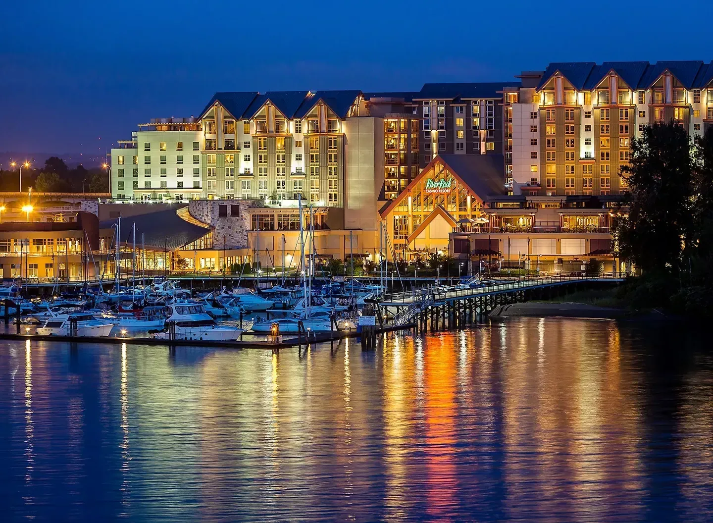 River Rock Casino Resort exterior beside the water
